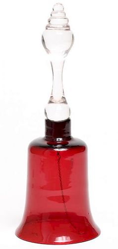 Hand-Blown Cranberry & Clear Glass Dinner Bell