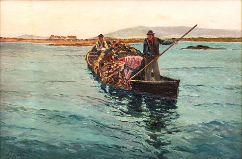 J.L. Connell Oil on Board, "Fisherman", H 13.5" W 20.5"