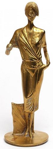 Art Deco-Style Cast Brass Female Figure