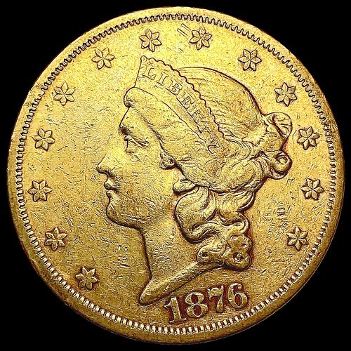 1876 $20 Gold Double Eagle CLOSELY UNCIRCULATED