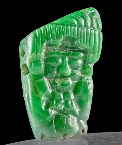 Stunning Maya Apple-Green Jade Figural Pendant
