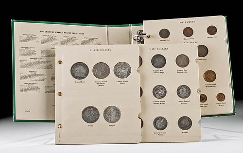 USA Coin Album, 72 coins + Half Dollars, 1800-2001