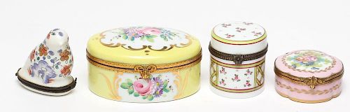 4 Vintage Limoges Hand-Painted Pill Boxes