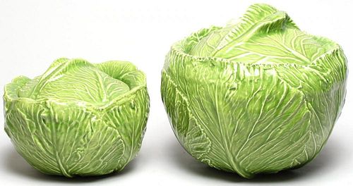2 B. Eiger Hand-Painted Cabbage Tureens