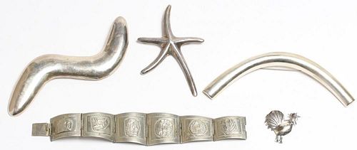 5 Mexican & Taxco Sterling Silver Jewelry Articles