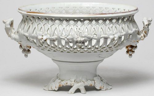 European White-Glazed Porcelain Footed Fruit Bowl