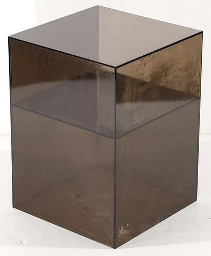 Contemporary Black Lucite Cube Stand