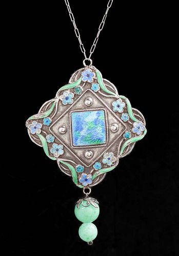 Charles Horner English Arts & Crafts Sterling Silver Pendant Necklace c1905