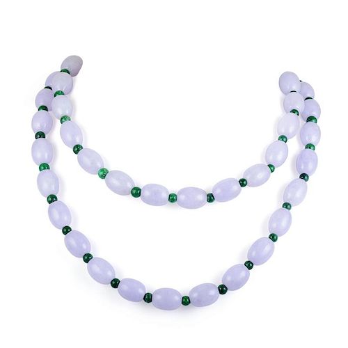 A Lavender and Green Jade Necklace