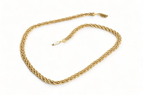 Italian 14K Yellow Gold Woven Necklace, L 18" 22g