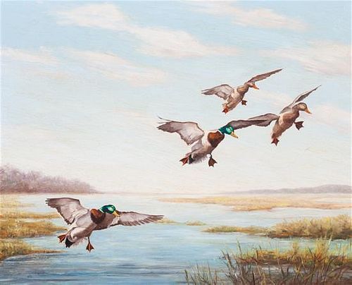 * Ethel E. Queeny, (20th century), Two works: Ducks in Flight
