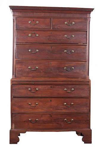 A George III Chest on Chest Height 76 1/2 x width 45 x depth 20 1/2 inches.