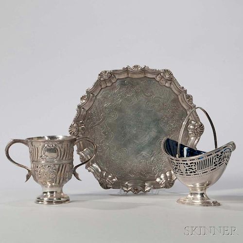Three Pieces of George II/III Sterling Silver Tableware