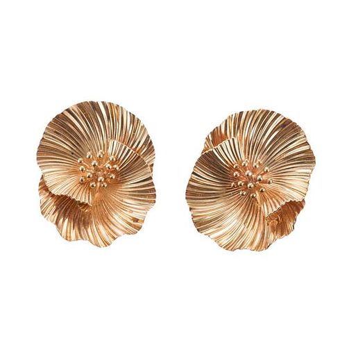 Retro McTeigue 14k Gold Floral Earrings