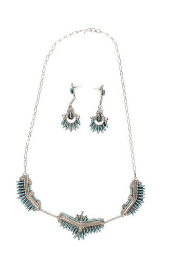 Navajo B. Wyuco Petite Point Necklace & Earrings