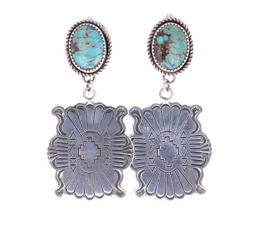 Navajo Mary Thomas Sterling & Turquoise Earrings