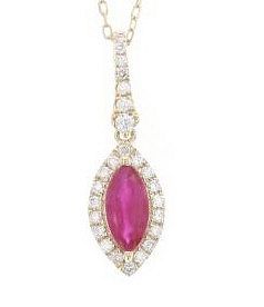 Marquise Ruby Diamond & 14k Yellow Gold Necklace