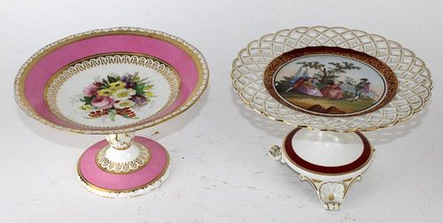 Lot of 2 English porcelain compotes