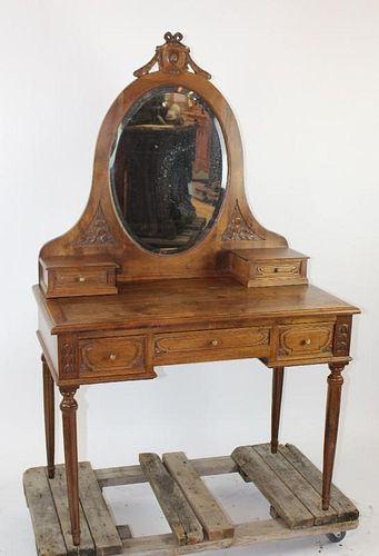 French Louis XVI vanity table in walnut