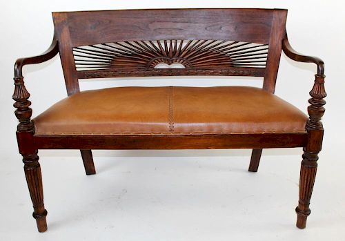 Mahogany bench with leather seat