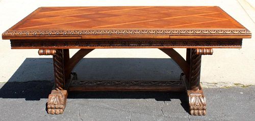 Spanish Revival carved walnut table