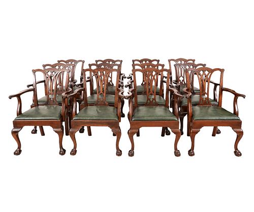 SET CHIPPENDALE STYLE ARMCHAIRS