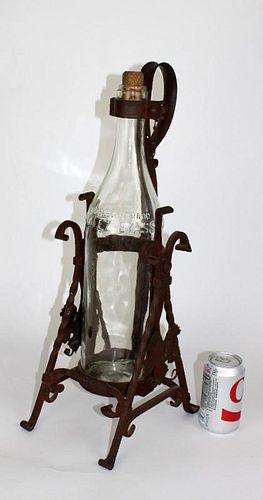 Continental wrought iron wine bottle holder