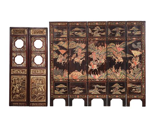 CHINESE LACQUERED WOOD SCREEN