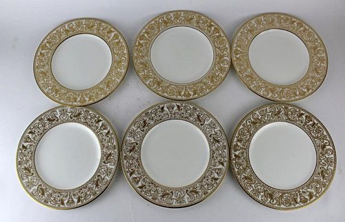 6 "Gold Florentine" Wedgwood dinner plates