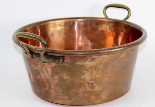 French copper candy vat with handles