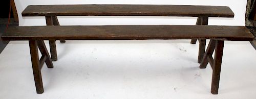 Pair of French backless benches