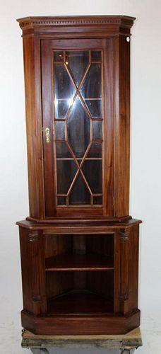 Mahogany corner cabinet with glass door