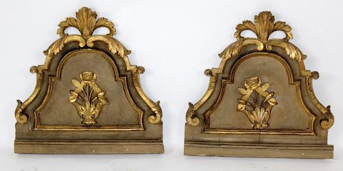 Pair of antique Italian gilt wood fragments