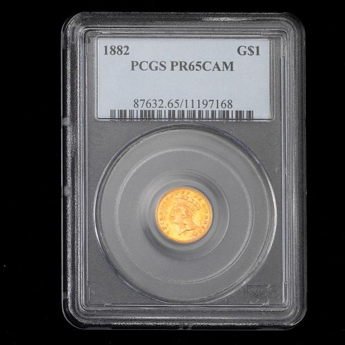 PCGS 1882 $1 Gold Proof 65 Cameo Devices 