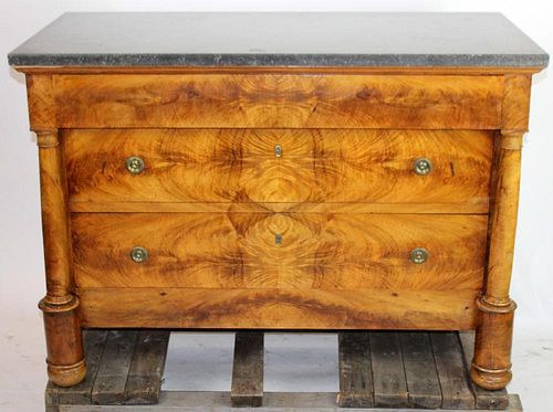 French Empire Commode with grey marble