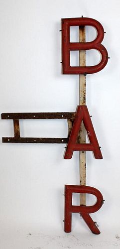 Vintage French painted metal BAR sign