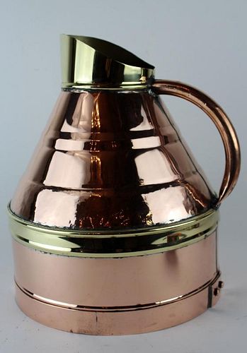 French polished copper Beaujolais wine pitcher