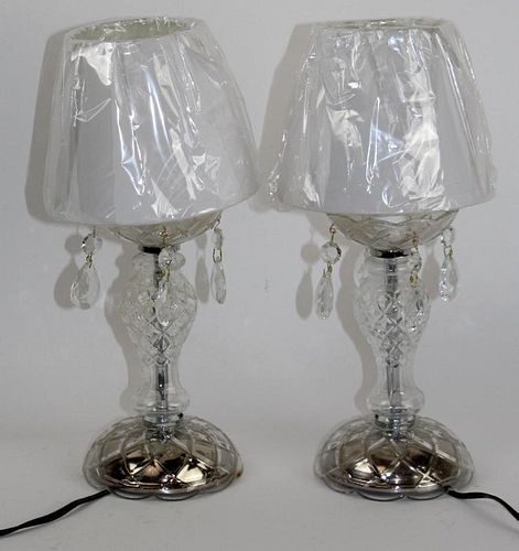Pair of small cut glass lamps