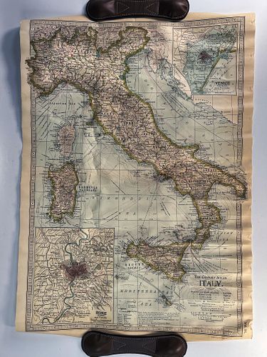 THE CENTURY ATLAS MAP OF ITALY 