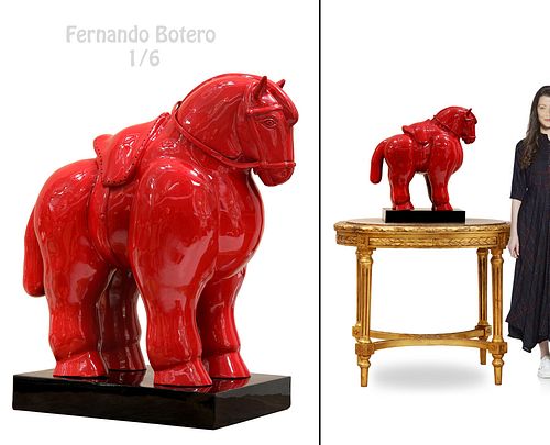 The Red Trojan Horse, A Large Fernando Botero Art Bronze Sculpture