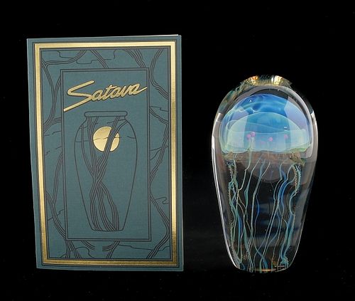 Satava, "Jelly Fish" Art Glass Paperweight