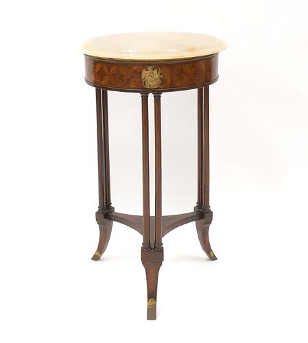 Inlaid French Onyx Top Plant Stand