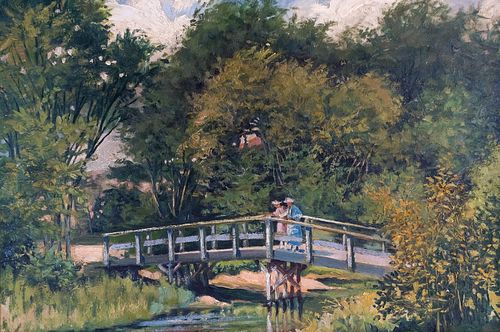 Impressionist Park Landscape Painting
