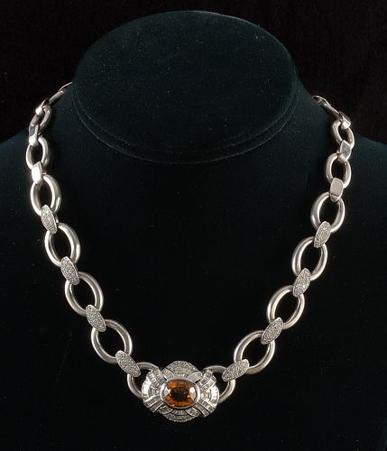 Hans Cullman 18K Diamond Citrine Necklace