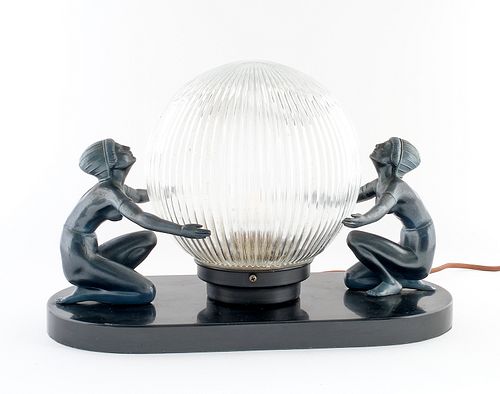 Figural Art Deco Globe Lamp