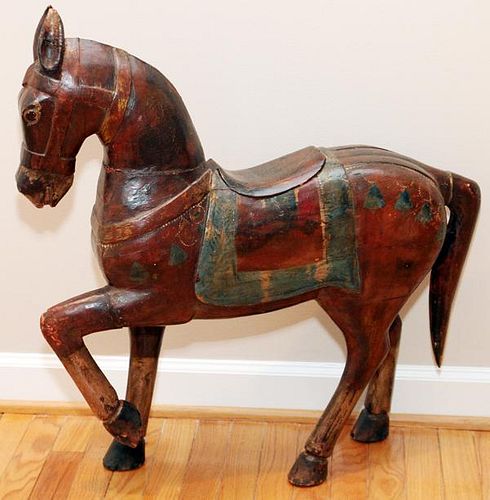 HAND CARVED WOOD HORSE