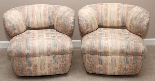 UPHOLSTERED SWIVEL CHAIRS PAIR