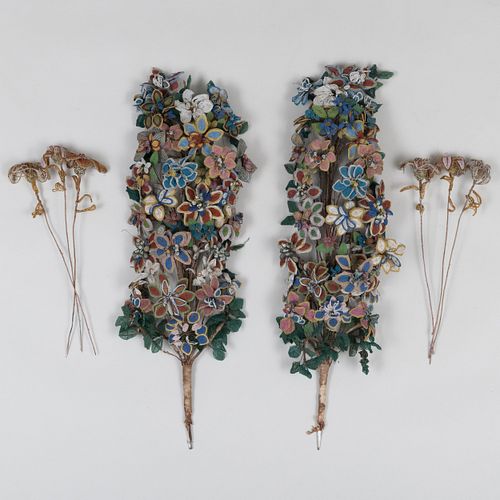 Pair of Victorian Beadwork Floral Bouquets 