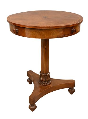 Neoclassical Inlaid Burl Walnut Gueridon Table