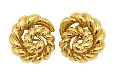 Pair 18K Yellow Gold Ear Clips